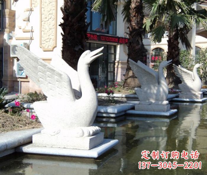 黄冈小区景观大理石天鹅喷泉石雕