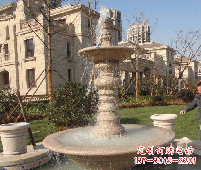 黄冈小区景观多层喷泉石雕 (2)