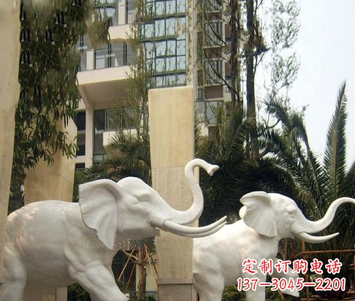 黄冈小区景观汉白玉大象石雕