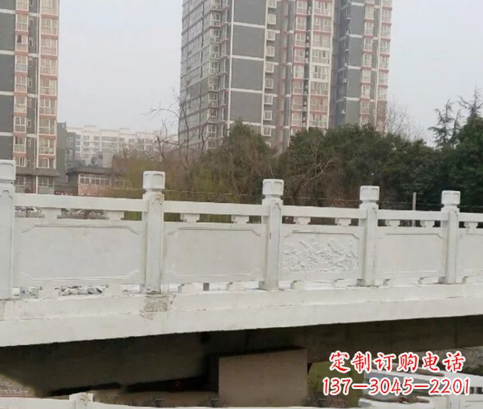 黄冈小区景观汉白玉石雕栏板 (2)