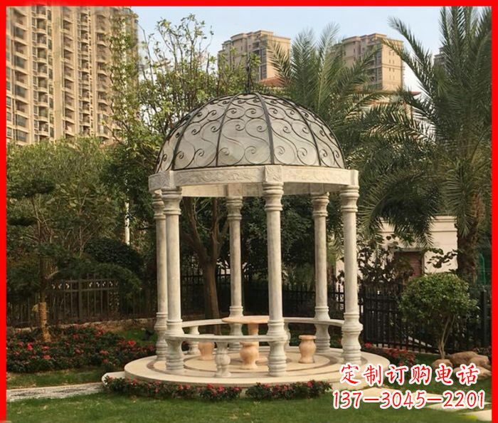 黄冈小区欧式圆顶凉亭石雕 (2)