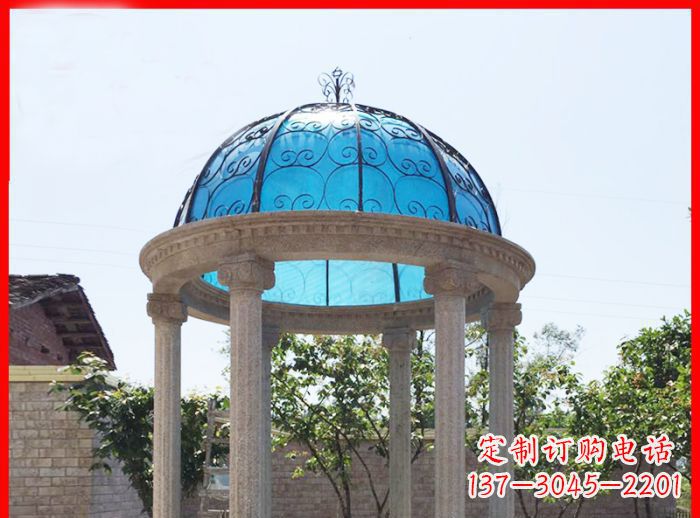 黄冈小区欧式圆顶凉亭石雕_2