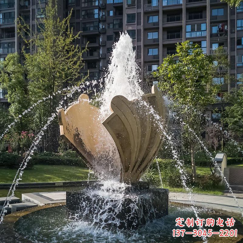 黄冈小区园林不锈钢贝壳创意喷泉雕塑