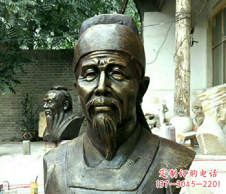 黄冈校园杜甫胸像铜雕