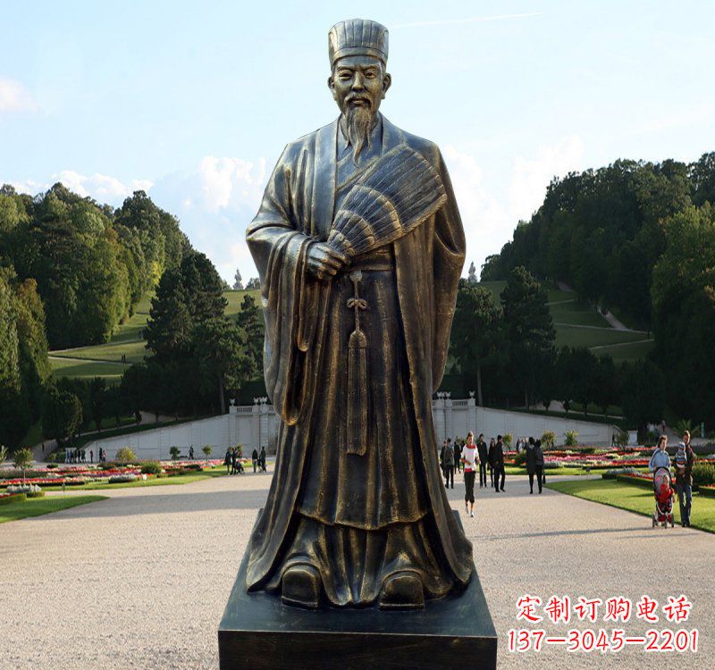 黄冈校园古代名人诸葛亮铜雕