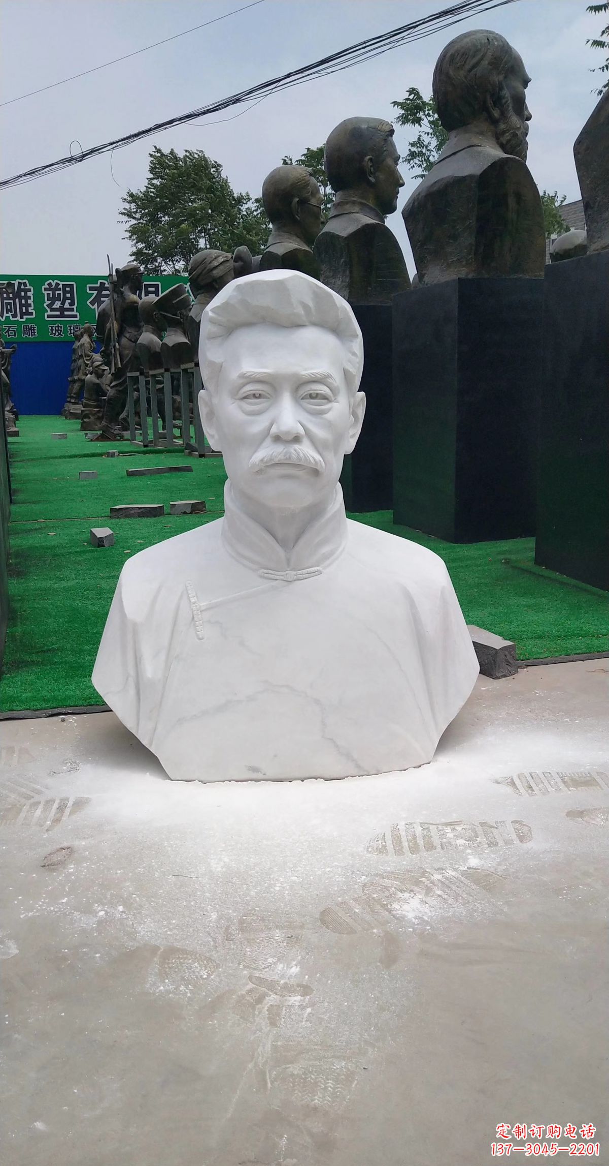 黄冈校园名人汉白玉鲁迅头像