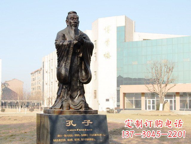 黄冈校园名人孔子铜雕 (2)