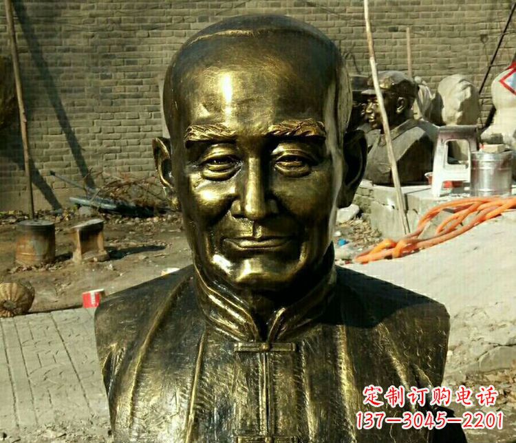 黄冈校园名人叶圣陶胸像铜雕