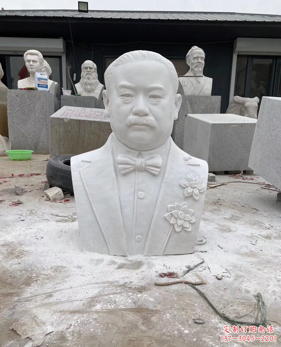 黄冈校园名人詹天佑头像石雕