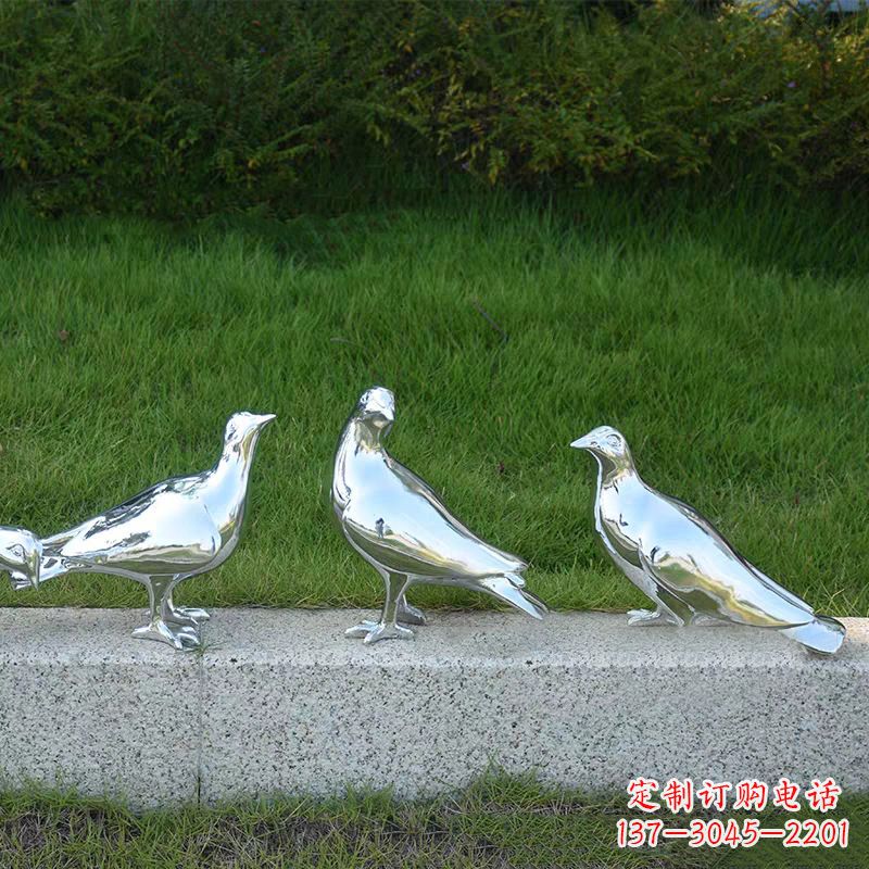 黄冈银白色不锈钢电镀鸽子雕塑摆件