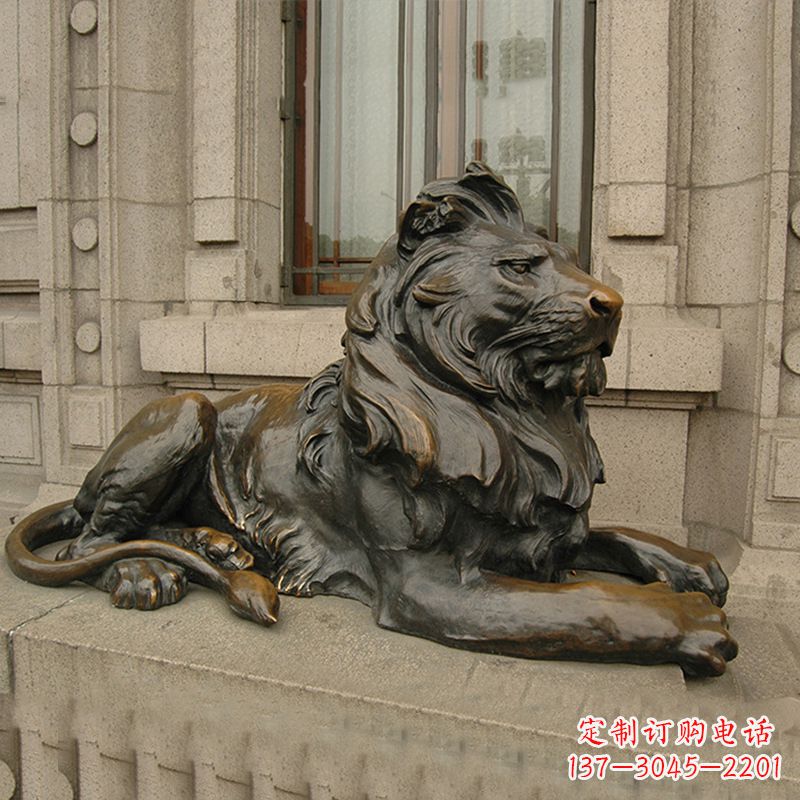 黄冈银行大门铜雕港币狮子看门动物雕塑