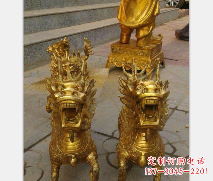 黄冈银行铜雕麒麟雕塑