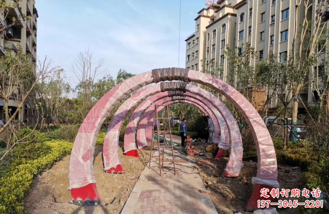 黄冈园林不锈钢拱门景观雕塑