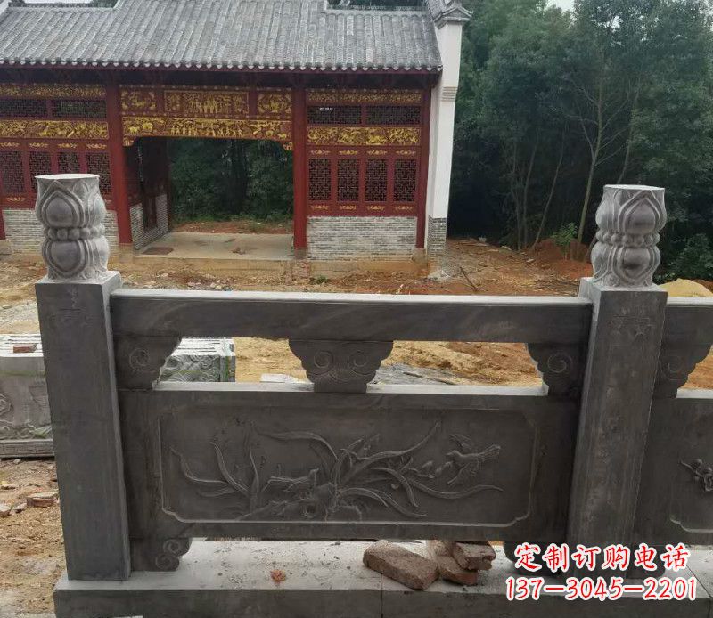 黄冈园林仿古兰花石浮雕栏板景观石雕