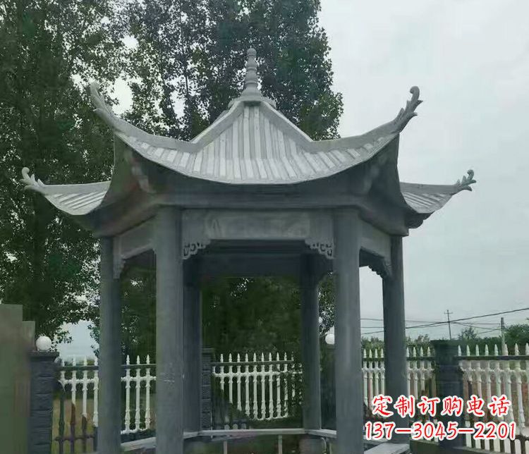 黄冈园林仿古石凉亭景观石雕 (2)