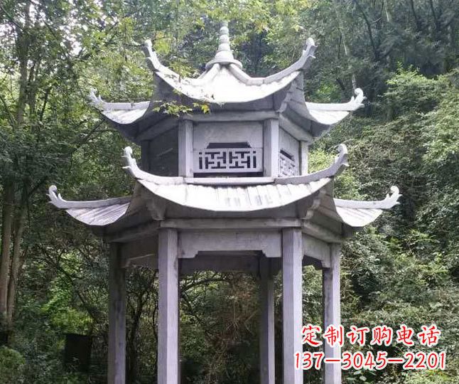 黄冈园林仿古石凉亭景观石雕 (3)