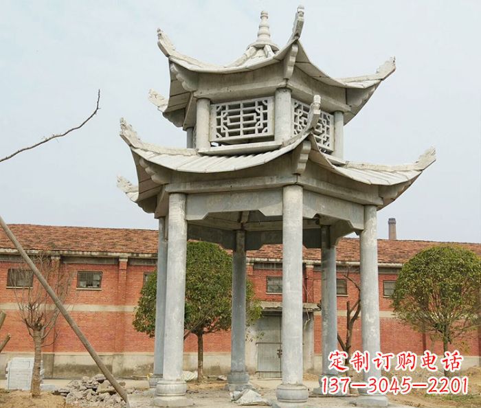 黄冈园林仿古双层石雕凉亭 (2)