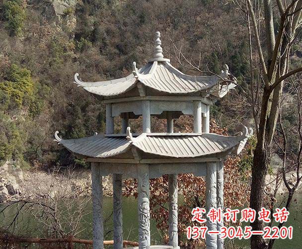 黄冈园林仿古双层石雕凉亭