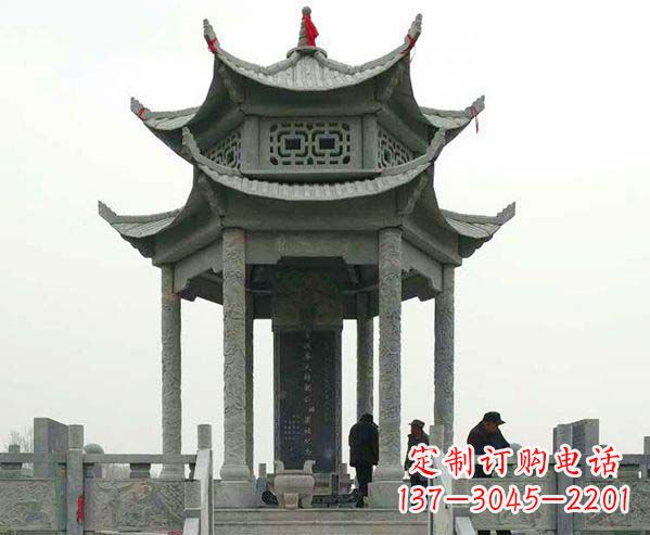 黄冈园林仿古双层石凉亭景观石雕
