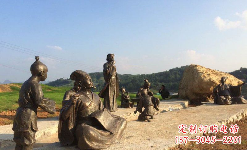 黄冈园林古代人物和玩耍的小孩小品铜雕