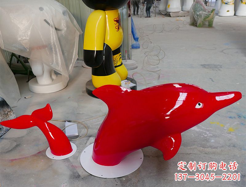 黄冈园林广场创意海豚入水出水雕塑摆件