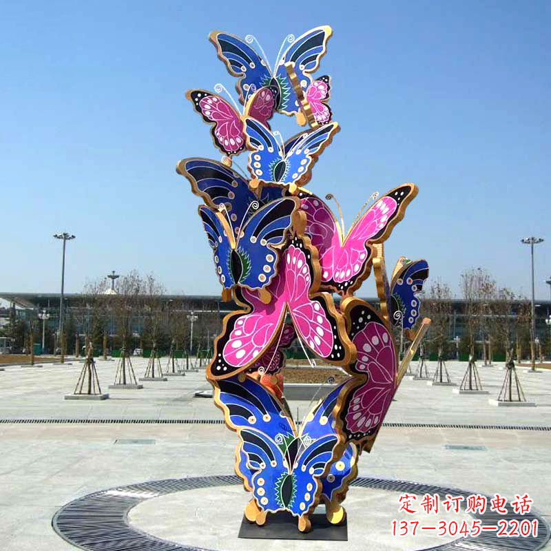 黄冈园林广场蝴蝶不锈钢动物景观雕塑