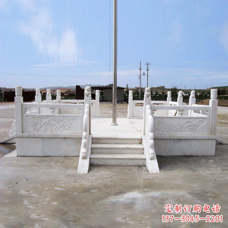 黄冈园林广场升旗台汉白玉石雕国旗台