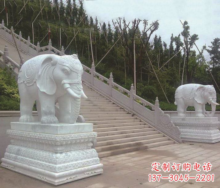 黄冈园林汉白玉大象景观石雕