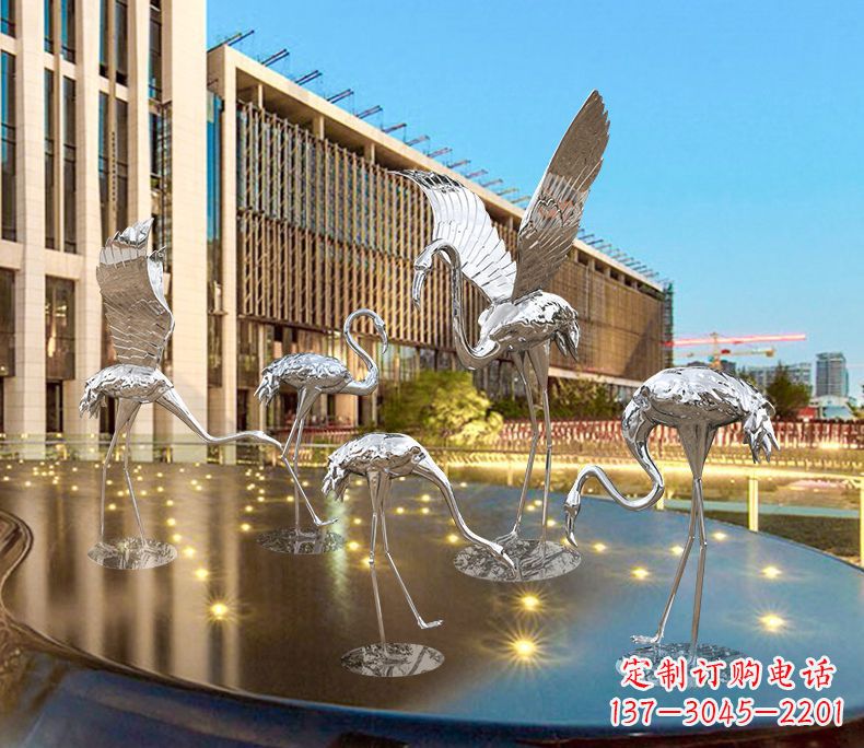 黄冈园林火烈鸟不锈钢雕塑