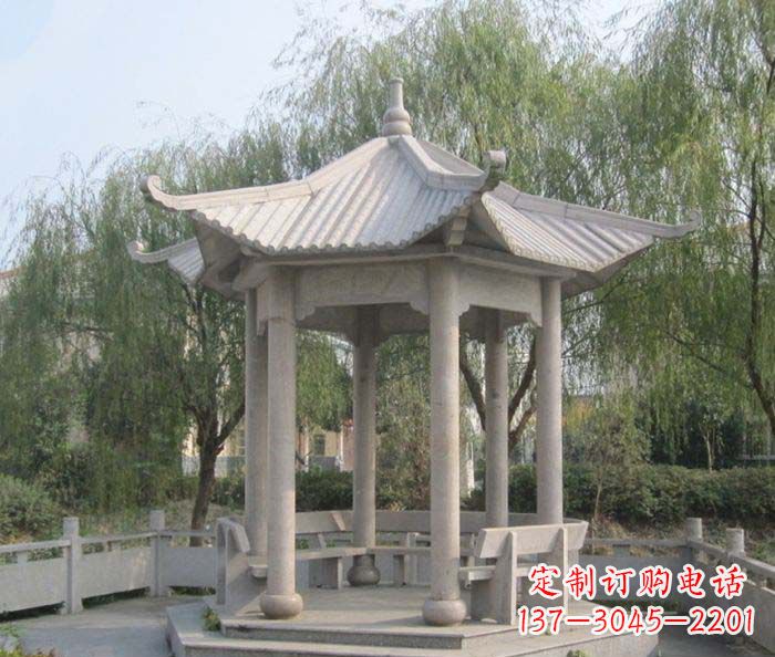 黄冈园林景观大理石凉亭石雕