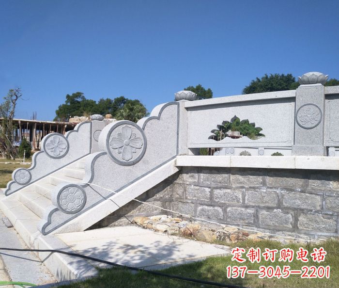 黄冈园林景观大理石镂空莲花石栏板 (2)
