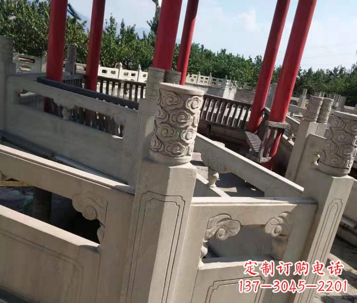 黄冈园林景观大理石桥栏板石雕 (3)