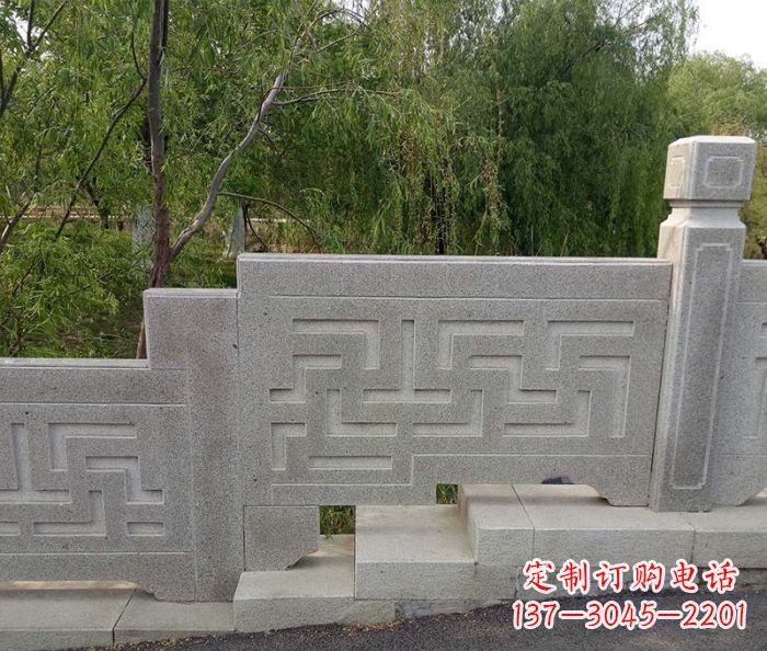 黄冈园林景观大理石桥栏板石雕 (7)