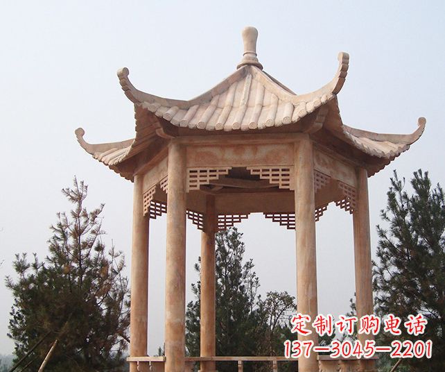 黄冈园林景观单层石雕凉亭 (3)