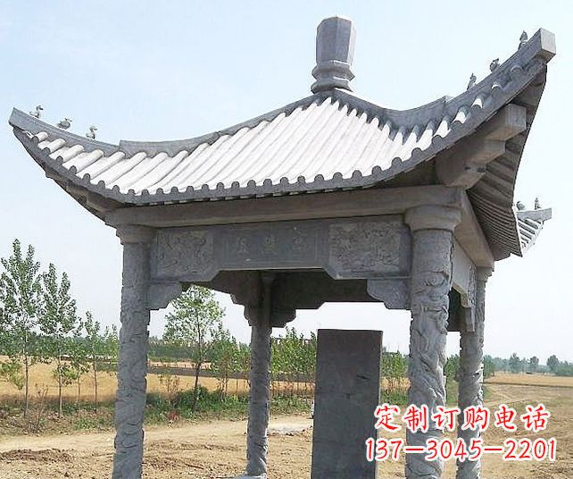 黄冈园林景观单层石雕凉亭 (4)