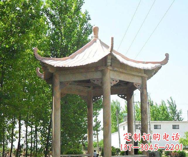 黄冈园林景观单层石雕凉亭