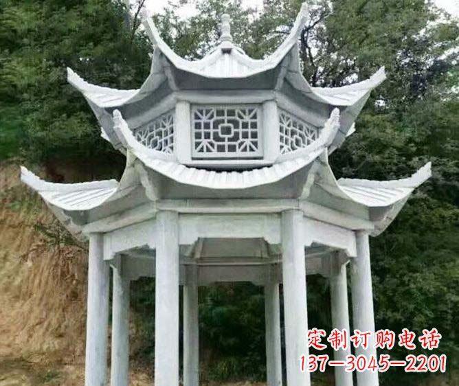 黄冈园林景观多层凉亭石雕