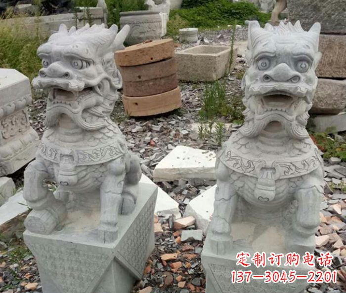 黄冈园林景观仿古麒麟石雕