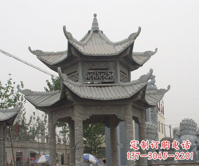 黄冈园林景观仿古石雕凉亭 (2)