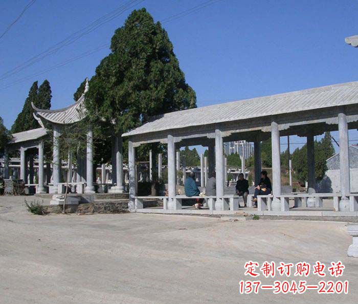 黄冈园林景观仿古石雕长廊凉亭 (2)