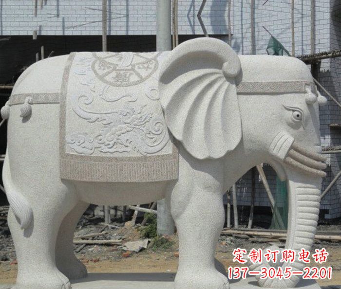 黄冈园林景观驮宝大象石雕 (2)
