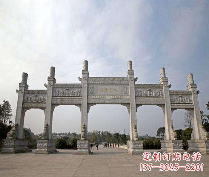 黄冈园林景观五门石雕牌坊
