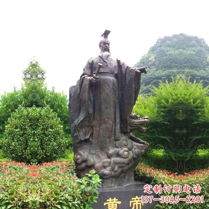 黄冈园林景区纯铜黄帝铸铜雕像