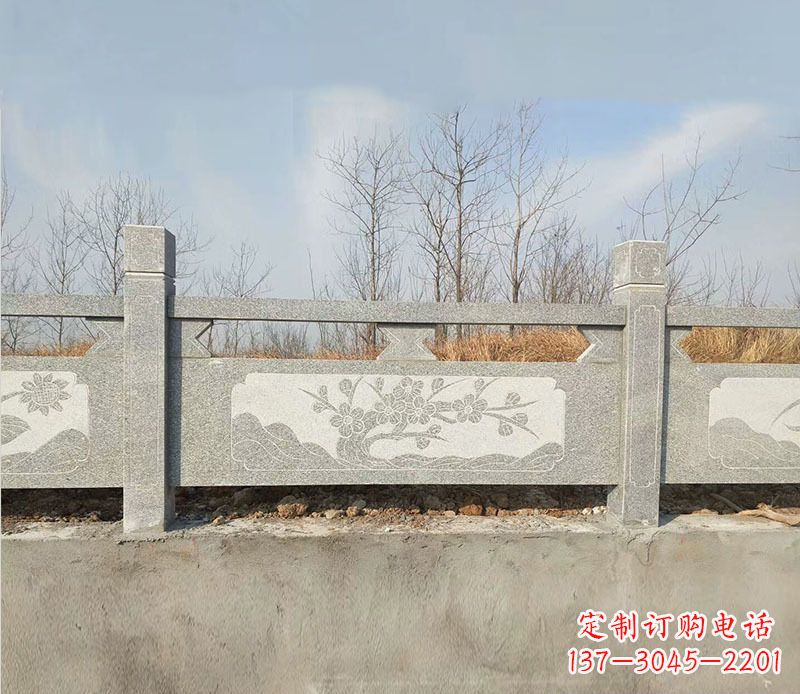 黄冈园林梅花石浮雕栏板景观石雕