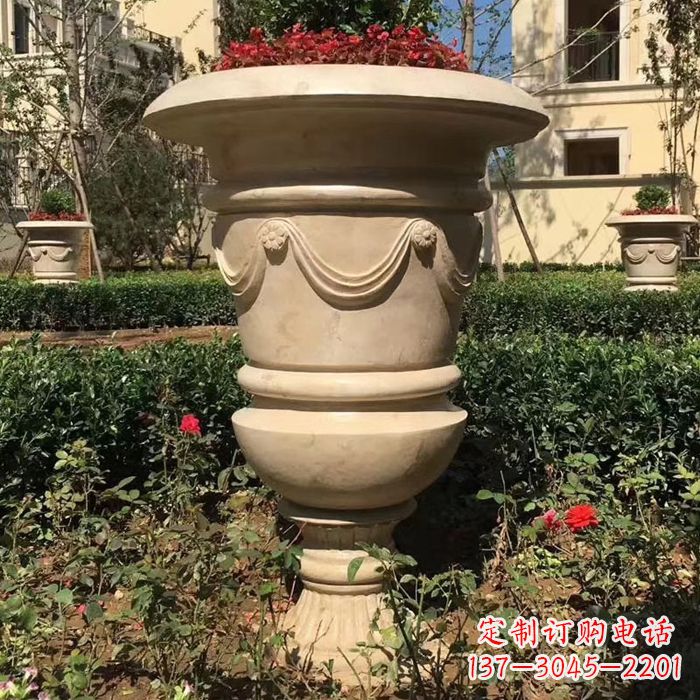 黄冈园林砂岩石雕花盆