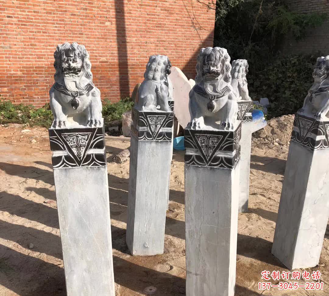 黄冈园林石雕狮子拴马桩