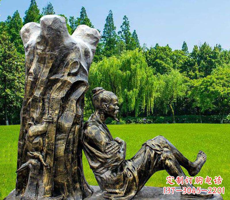 黄冈园林守株待兔典故人物铜雕