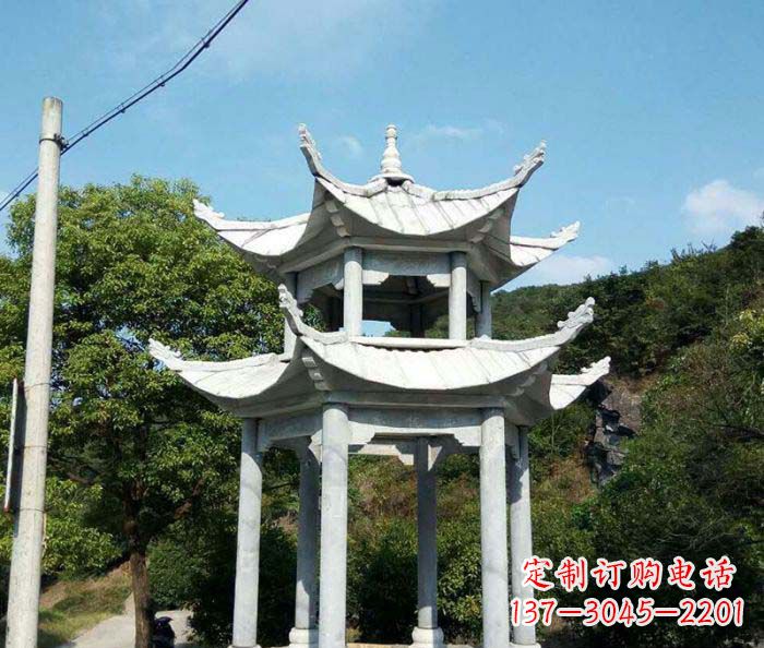黄冈园林双层凉亭石雕