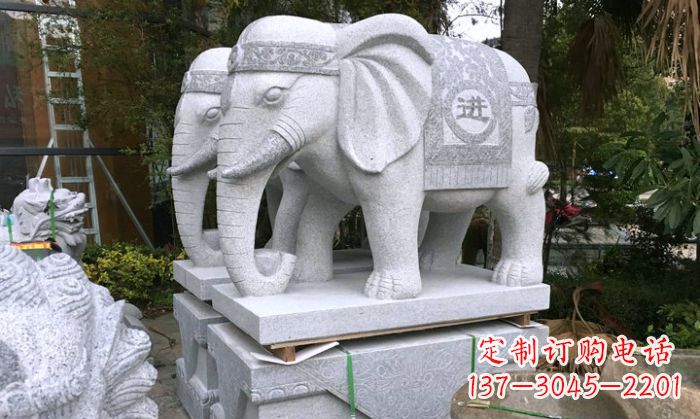 黄冈招财进宝大理石门口大象雕塑