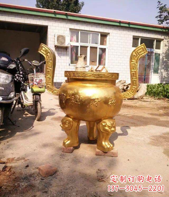 黄冈招财进宝香炉寺庙铜雕